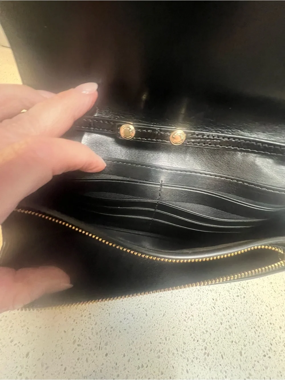 Coach Black Croc-Embossed Leather Crossbody Envelope Wallet w/ Removable Strap